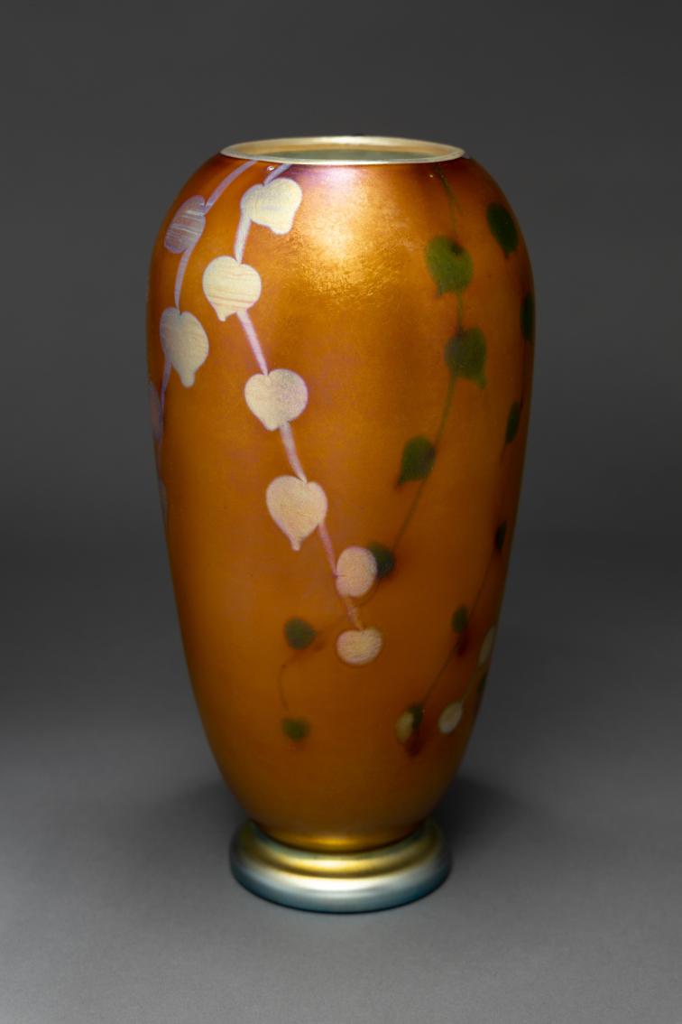 Favrile Vase withTrailing Leaf and Vine Decoration