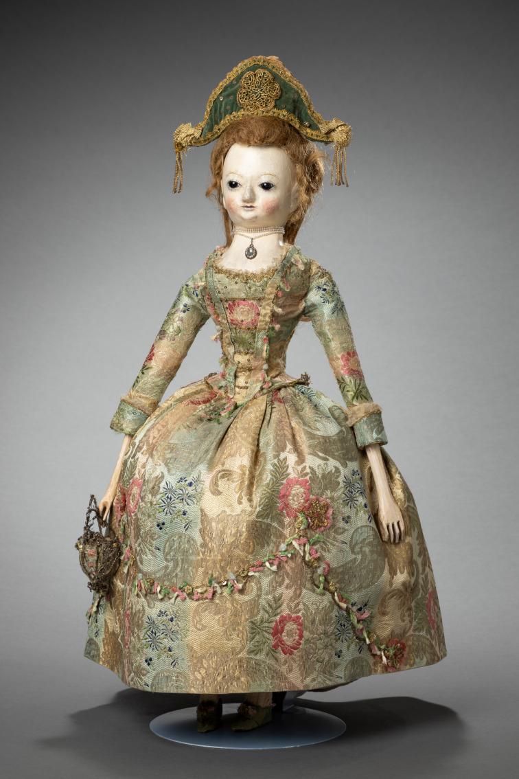 Wooden Doll with Fine Costume and Accessories